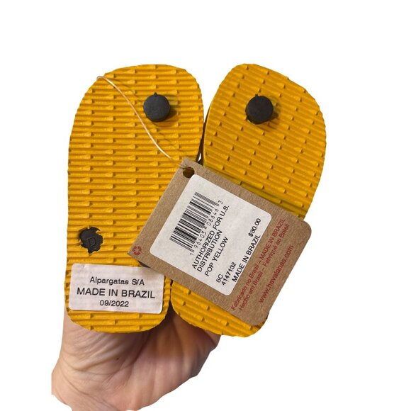 Havaianas Kids Marvel Black Panther Sandals Size 5C Black & Yellow Rubber Flip F - Picture 5 of 5